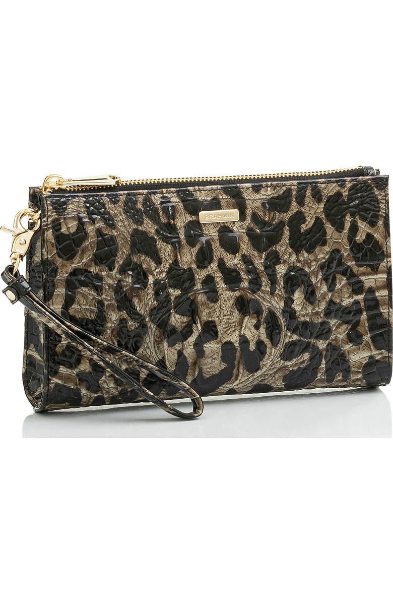 Brahmin Daisy Croc Embossed Leather Wristlet, Alternate, color,
