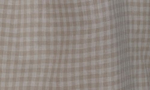 Donna Karan New York Gingham Linen Blend Faux-wrap Midi Dress In Tuscan Grey