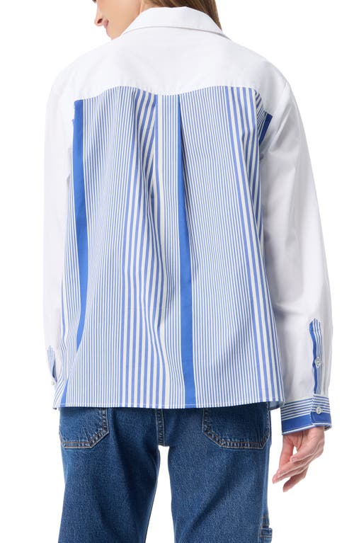 Do By Dee Ocleppo Noelle Stripe Cotton Button-up Shirt In Baja Blue- Shirting Stripe