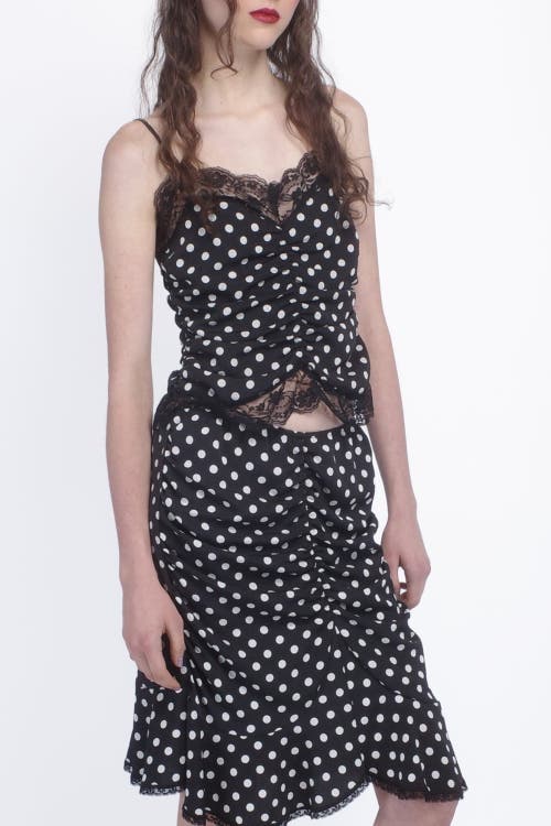 ANNA SUI ANNA SUI POLKA DOT RUCHED LACE CAMISOLE