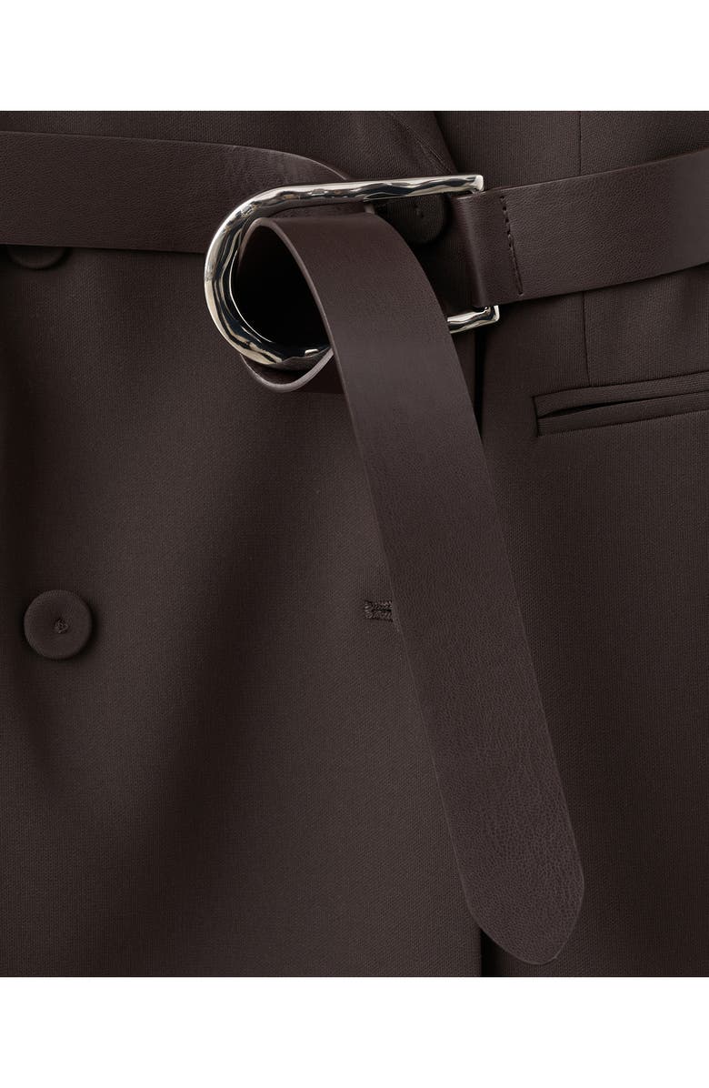 MANGO Loida Long Sleeve Double Breasted Coat Dress, Alternate, color, Chocolate