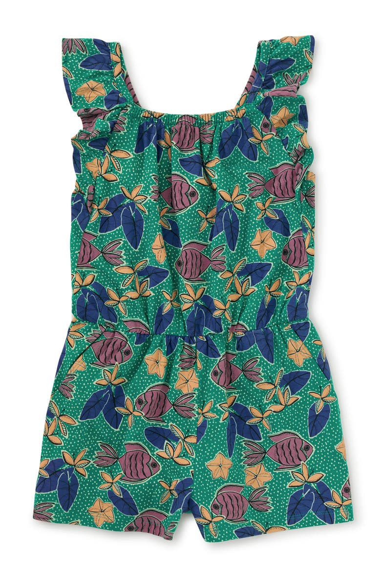 Ruffle Strap Romper, Main, color, Brazilian Tropical Fish