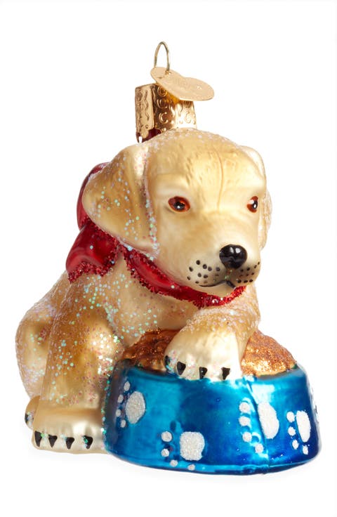 Labrador Pup Glass Ornament