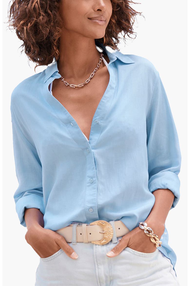 Button Down Blouse, Main, color, Blue