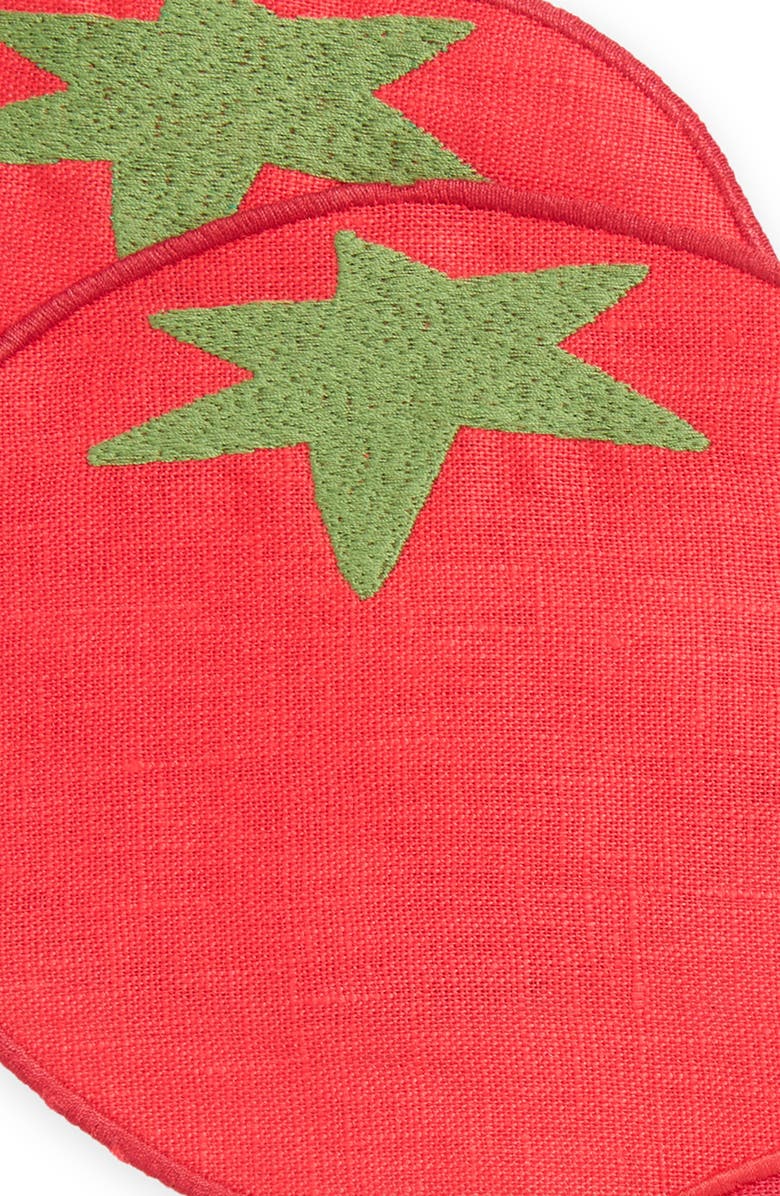PIECEWORK PUZZLES Set of 4 Tomato Cocktail Napkins, Alternate, color, Red
