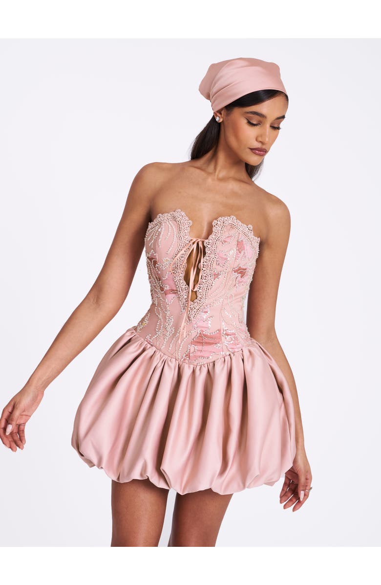 Miss Circle Palesa Ballet Style Embroidered Bubble Hem Mini Dress, Alternate, color, Pink