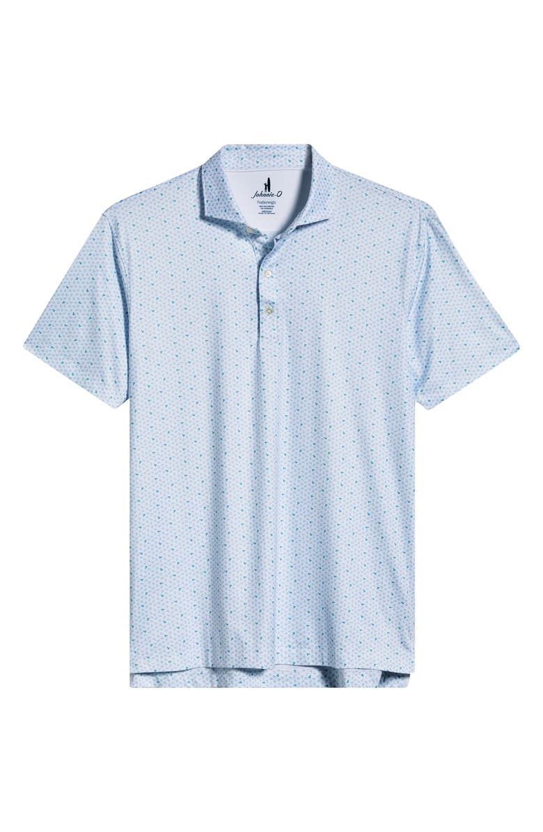 johnnie-O Backcourt Shuttlecock Print Featherweight Performance Polo, Alternate, color,