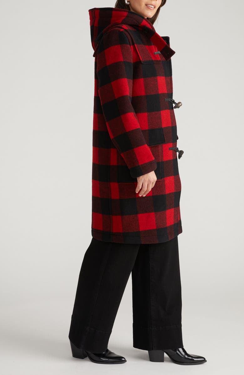Universal Standard Highlands Duffle Coat, Alternate, color, Red Buffalo Check