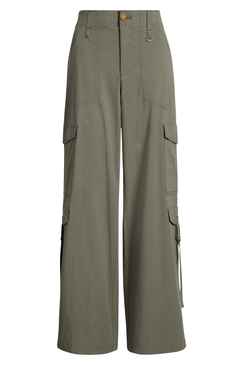 High Waist Cotton Blend Cargo Pants, Alternate, color, DUSTY OLIVE