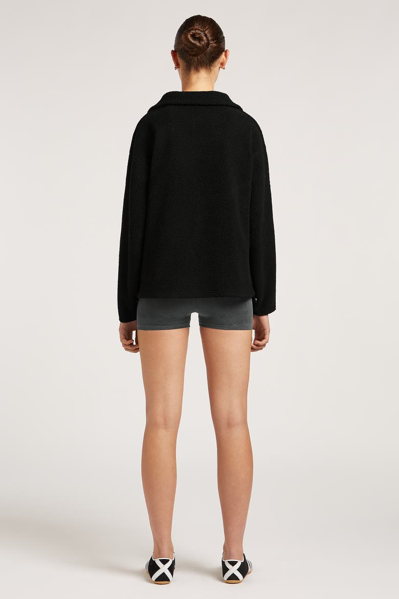 Alix Half-Zip Relaxed Cropped Fleece, Alternate, color, Black