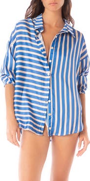 Maaji Azure Manele Stripe Cover-Up Shirt