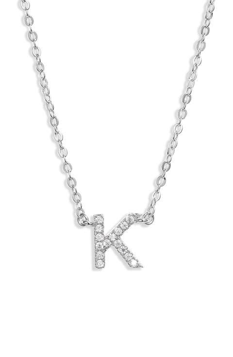 Delicate Cubic Zirconia Initial Pendant Necklace