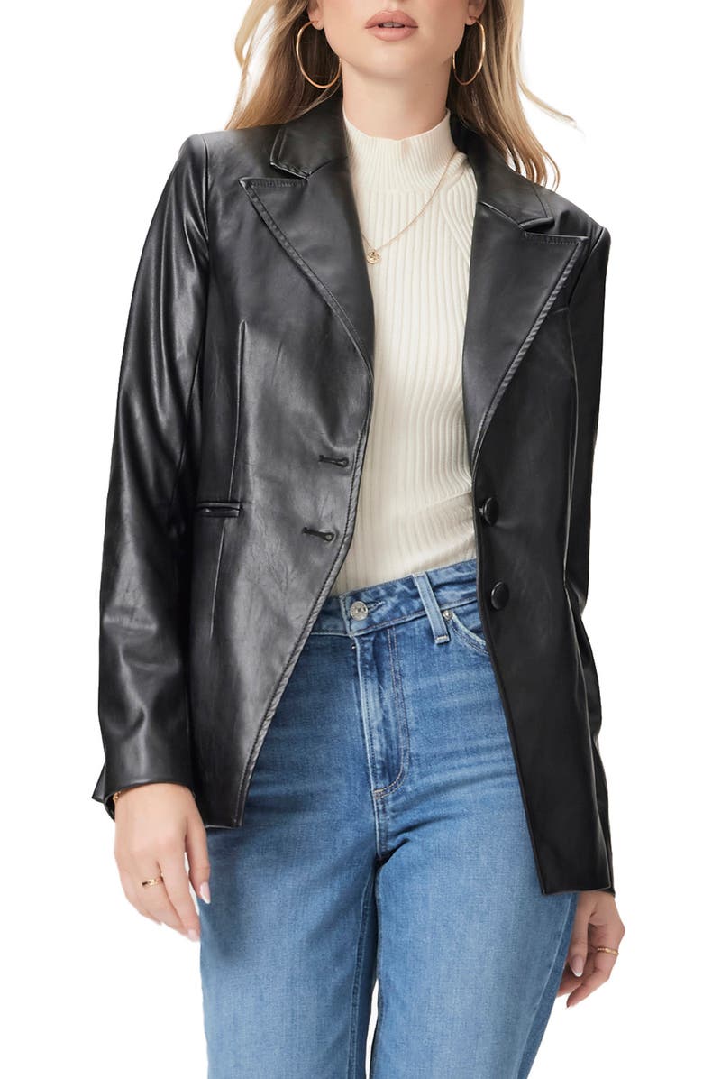 PAIGE Charli Faux Leather Blazer, Main, color, Black