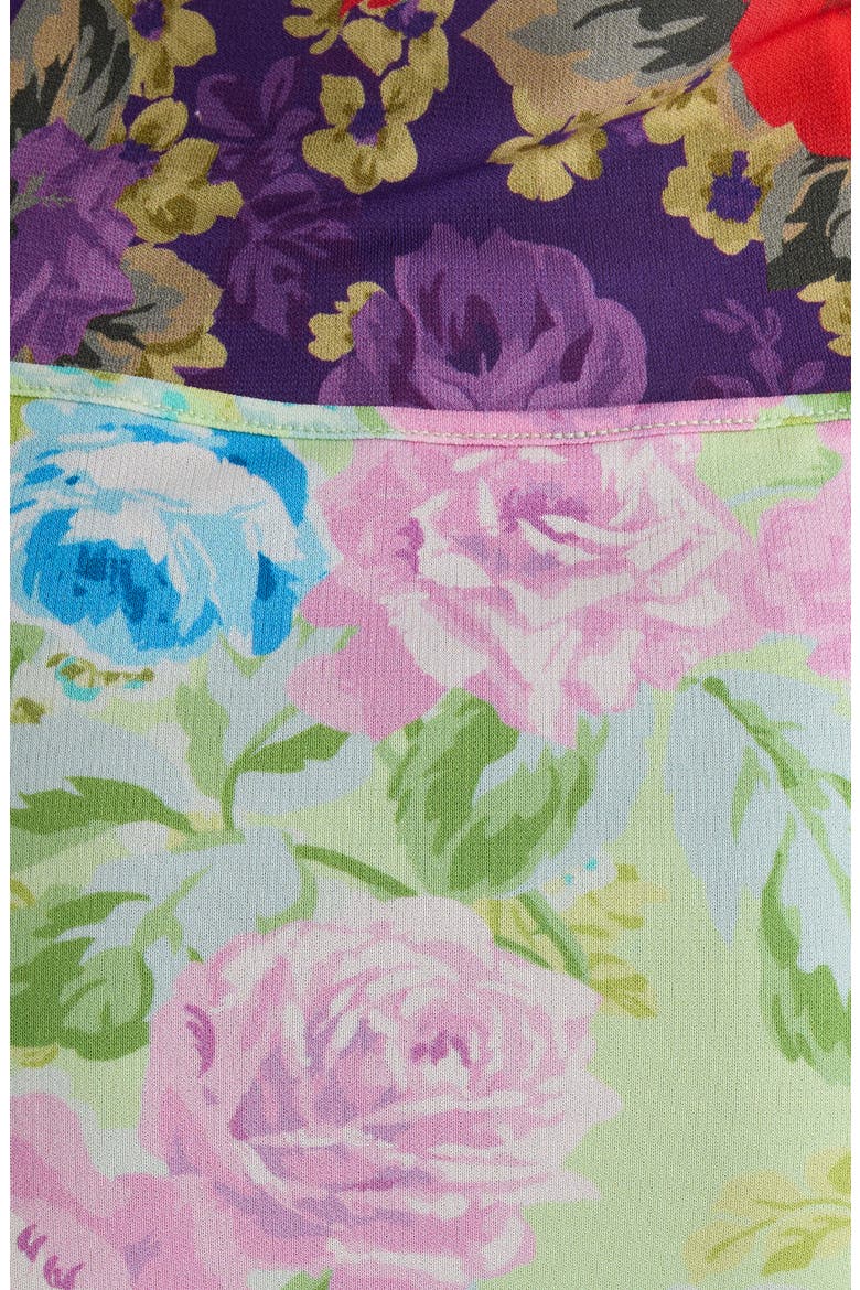 Mixed Floral Long Sleeve Midi Dress, Alternate, color, PURPLE/ GREEN