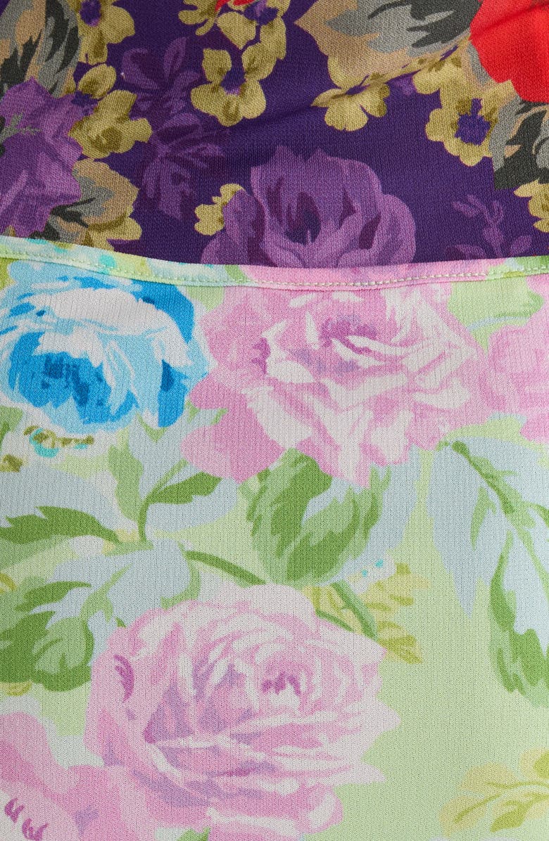 Acne Studios Mixed Floral Long Sleeve Midi Dress, Alternate, color, Purple/ Green