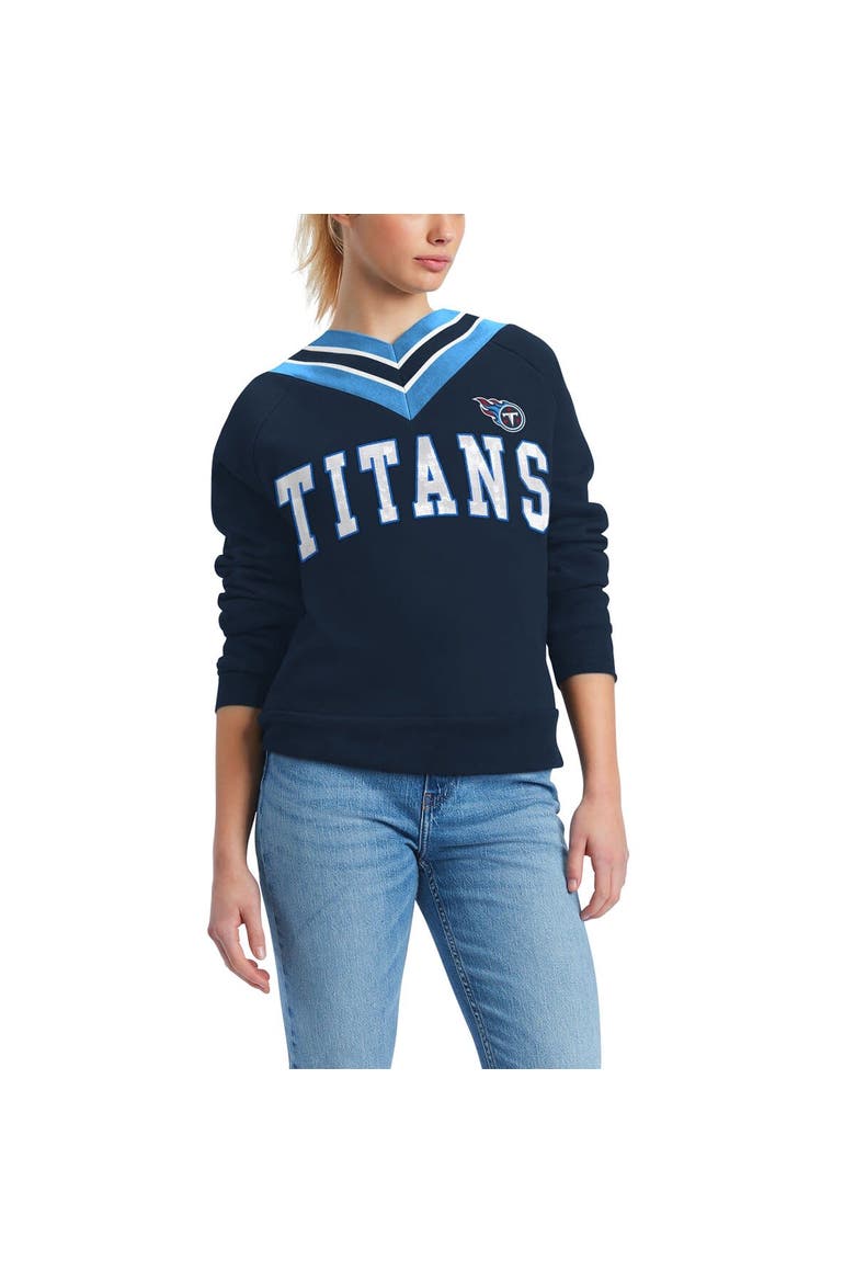 Women's Tommy Hilfiger Navy Tennessee Titans Heidi V-Neck Pullover Sweatshirt, Alternate, color, Navy