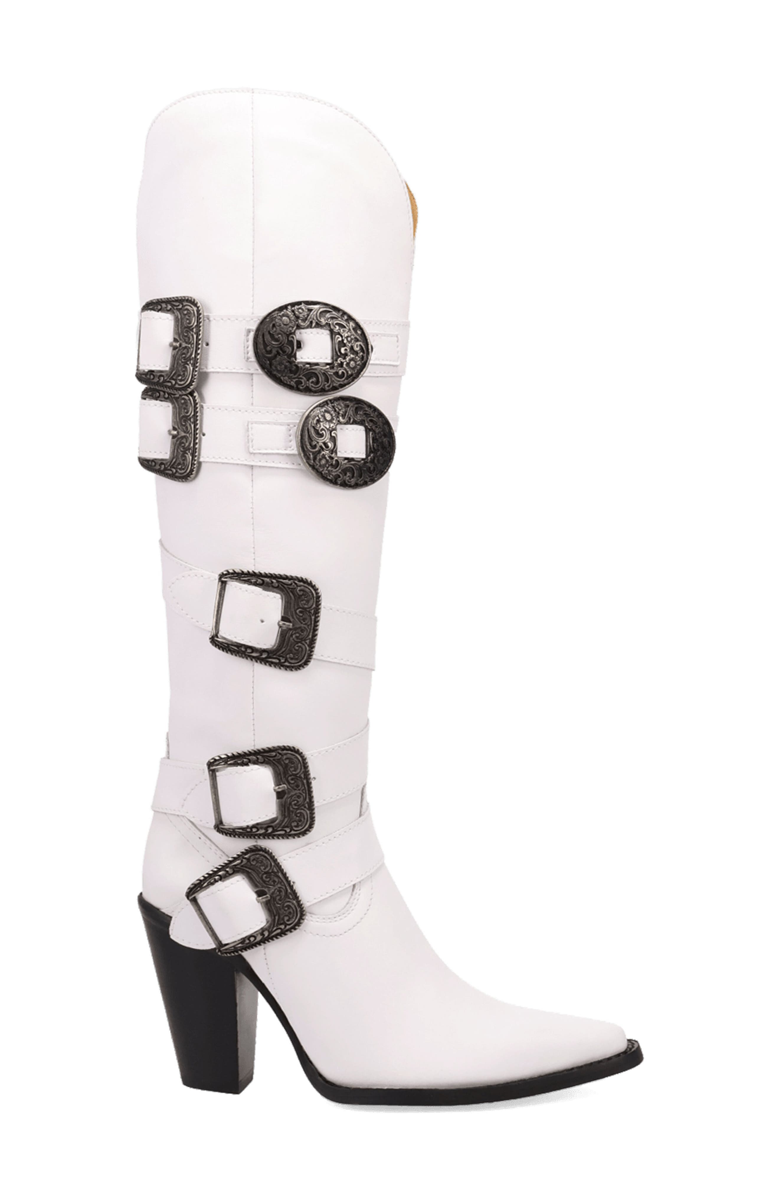 Spur O Moment Over the Knee Western Boot, Alternate, color, WHITE
