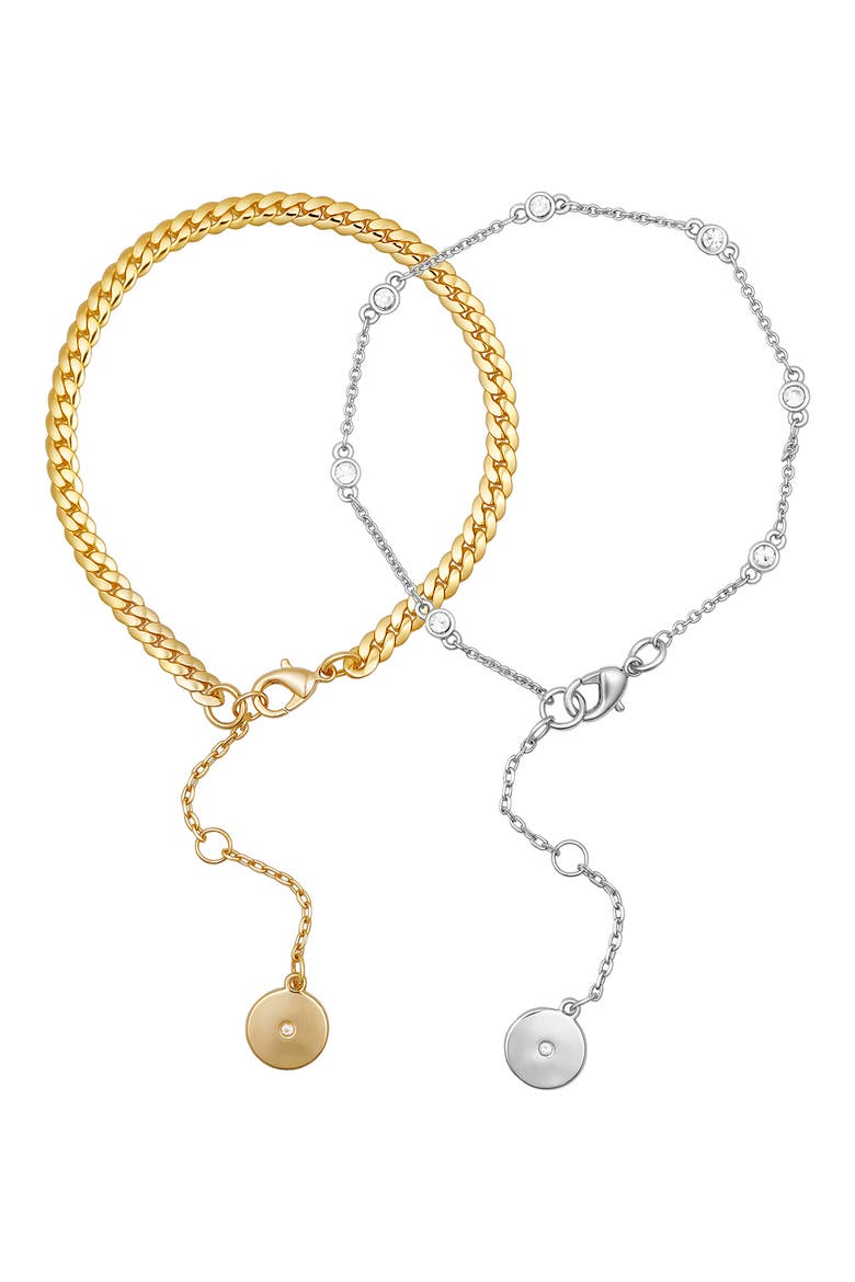 Set of 2 Chain Bracelets, Alternate, color, GOLD TONE