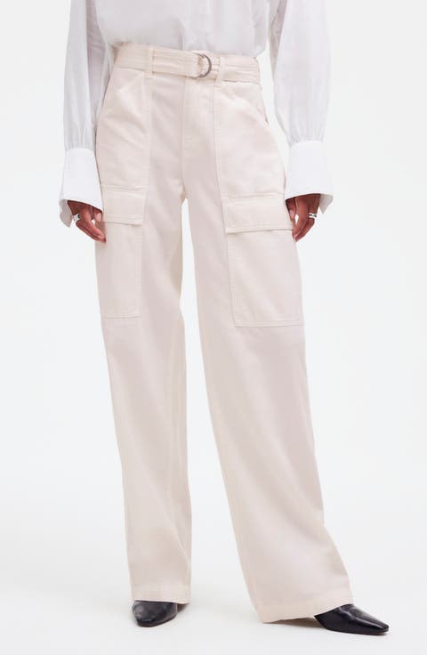 Belted Slouchy Straight Leg Cargo Pants