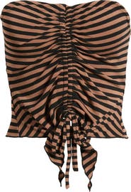 BDG Urban Outfitters Ria Striped Front Ruched Bandeau Top