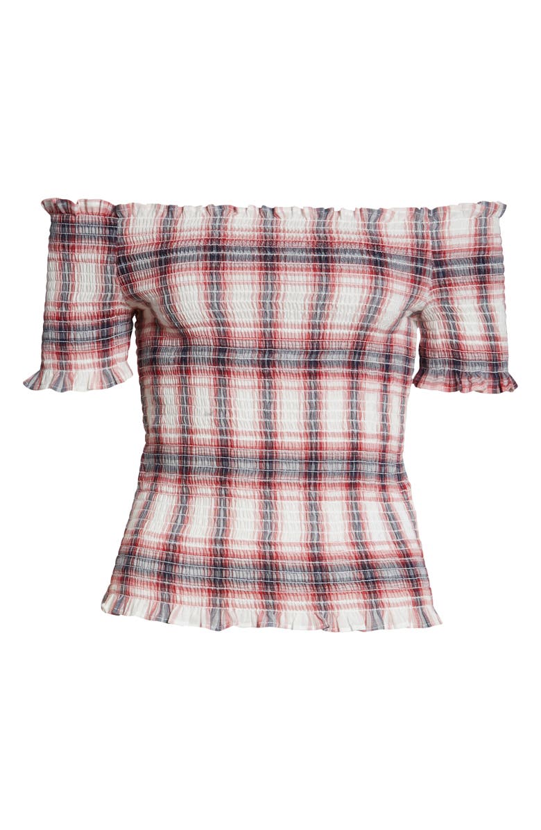 Only Andrey Check Smocked Off the Shoulder Top, Alternate, color, 