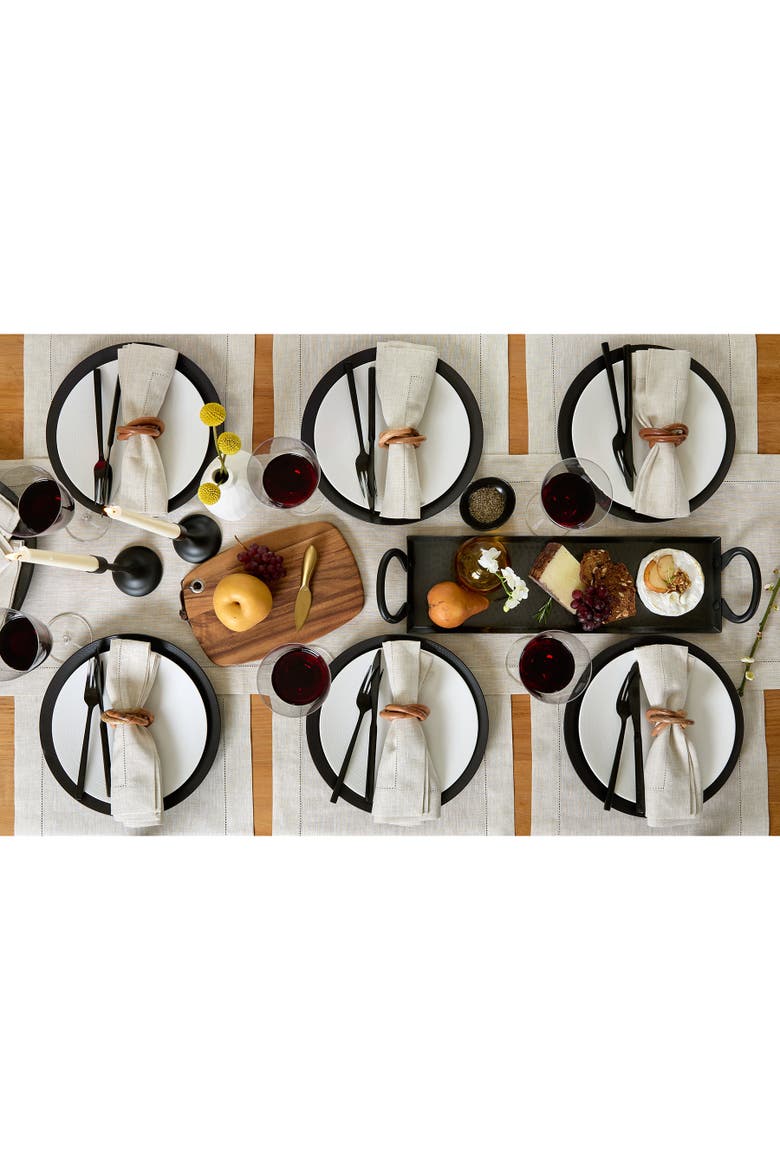 Linen Table Runner - Classic Hemstitch, Alternate, color, Light Natural