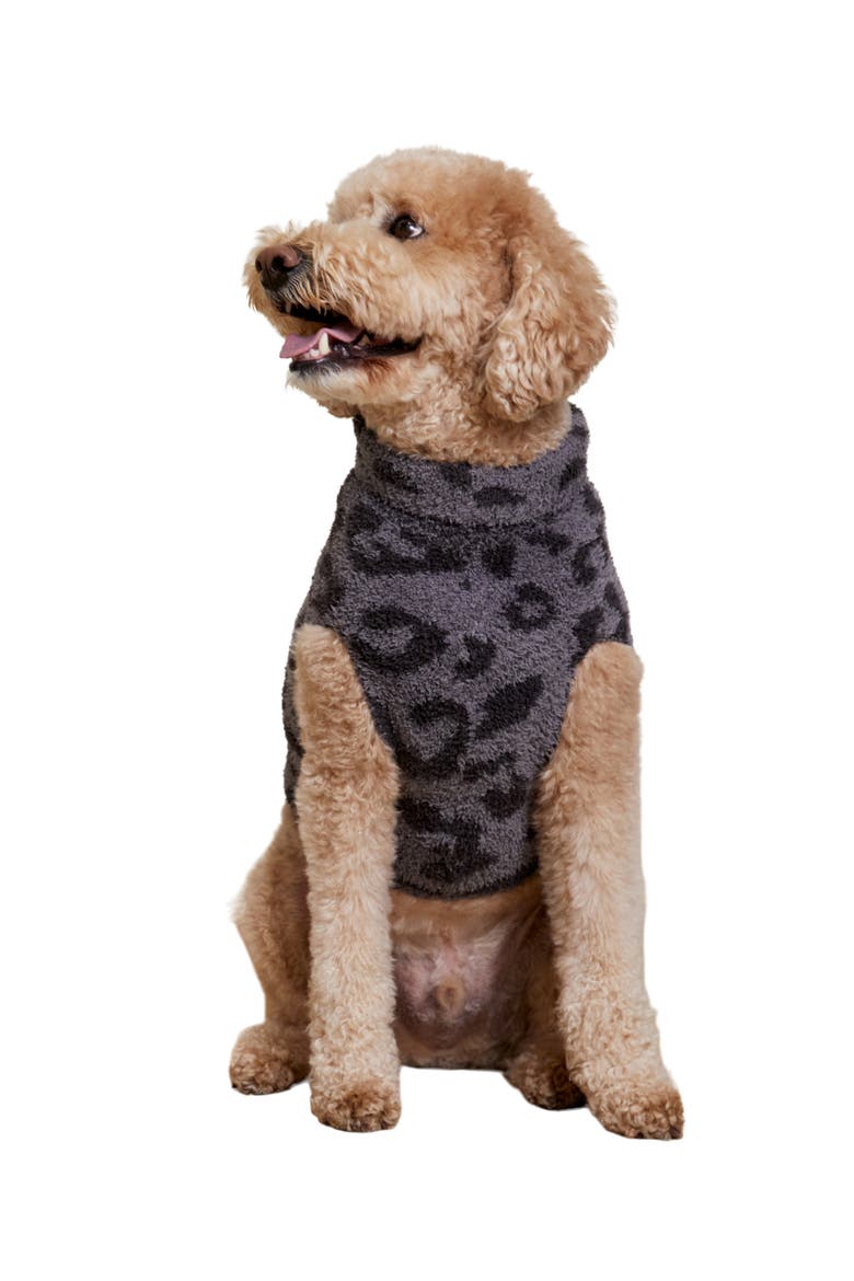 CozyChic™ Leopard Dog Sweater, Alternate, color, GRAPHITE-CARBON