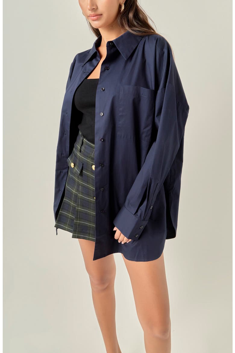 Oversize Button-Up Shirt, Alternate, color, NAVY