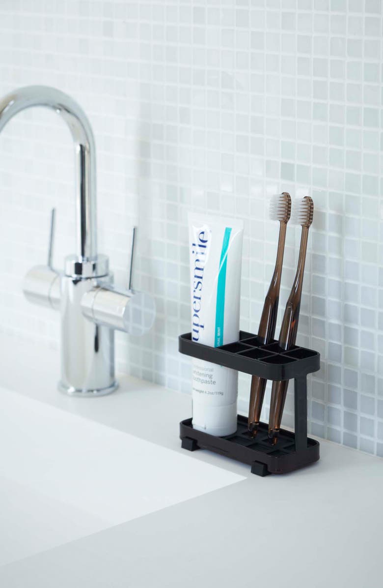 Yamazaki Toothbrush/Toothpaste Stand, Alternate, color, Black