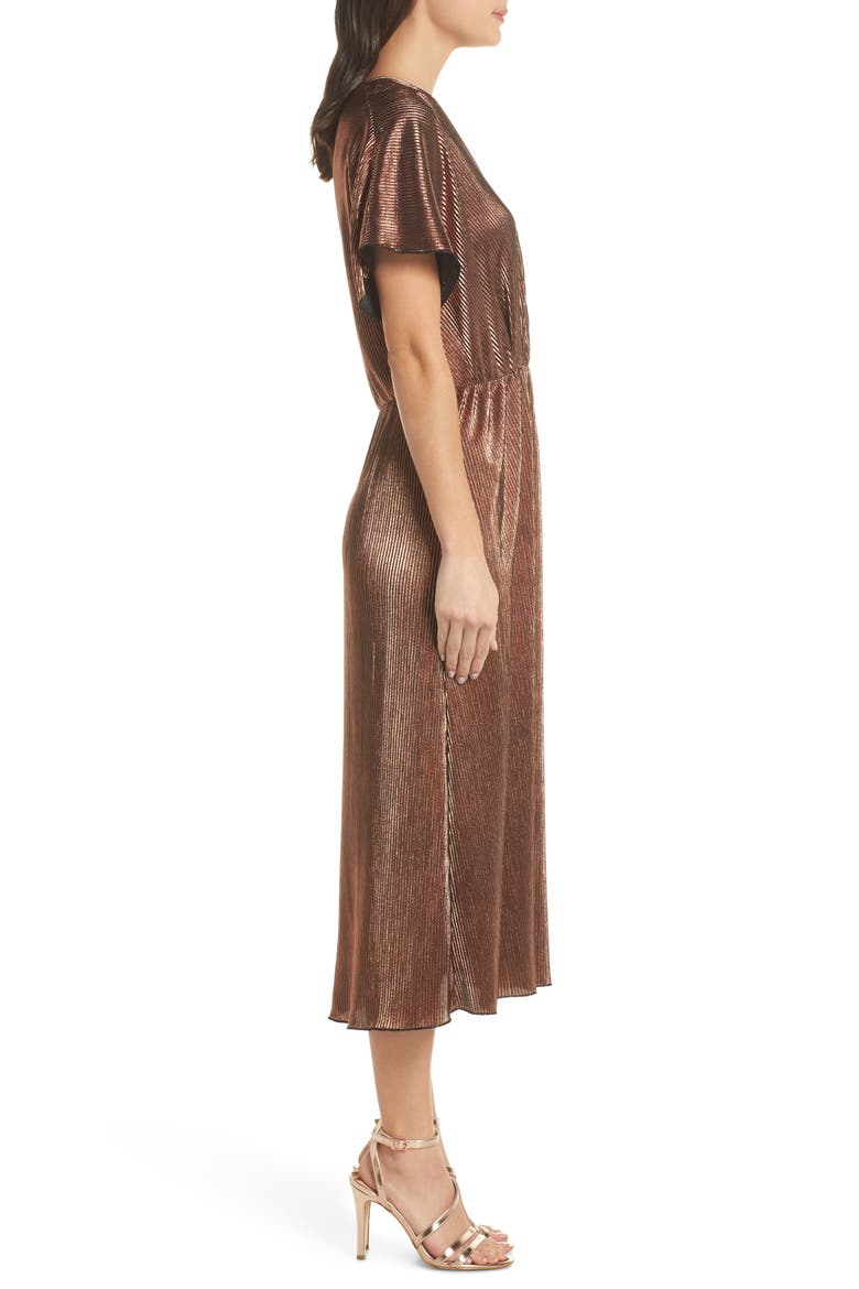 Crossover Midi Dress, Alternate, color, BRONZE
