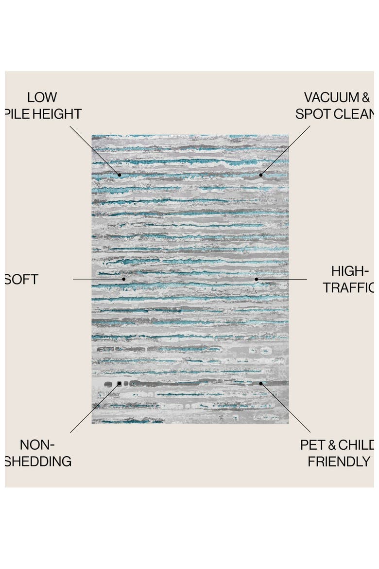 Batten Modern Stripe Area Rug, Alternate, color, Gray/Turquoise