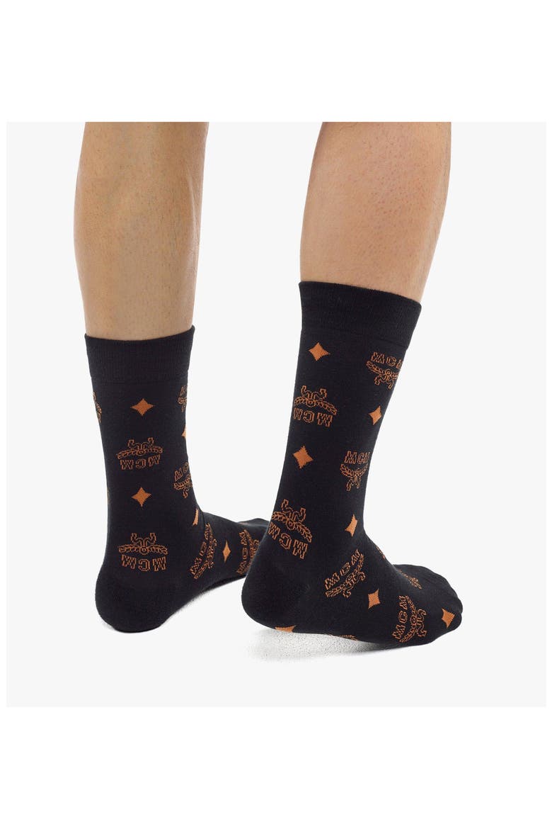 Monogram Knit Socks, Alternate, color, BLACK