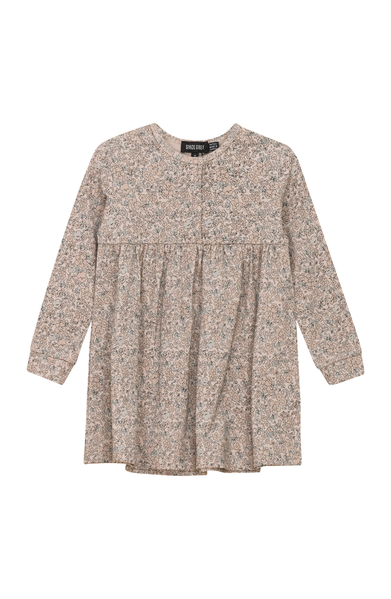 Space Grey Floral Printed Front Snap Dress, Main, color, Nude Pink