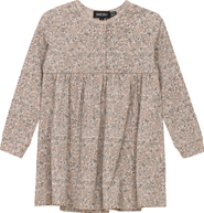Space Grey Floral Printed Front Snap Dress