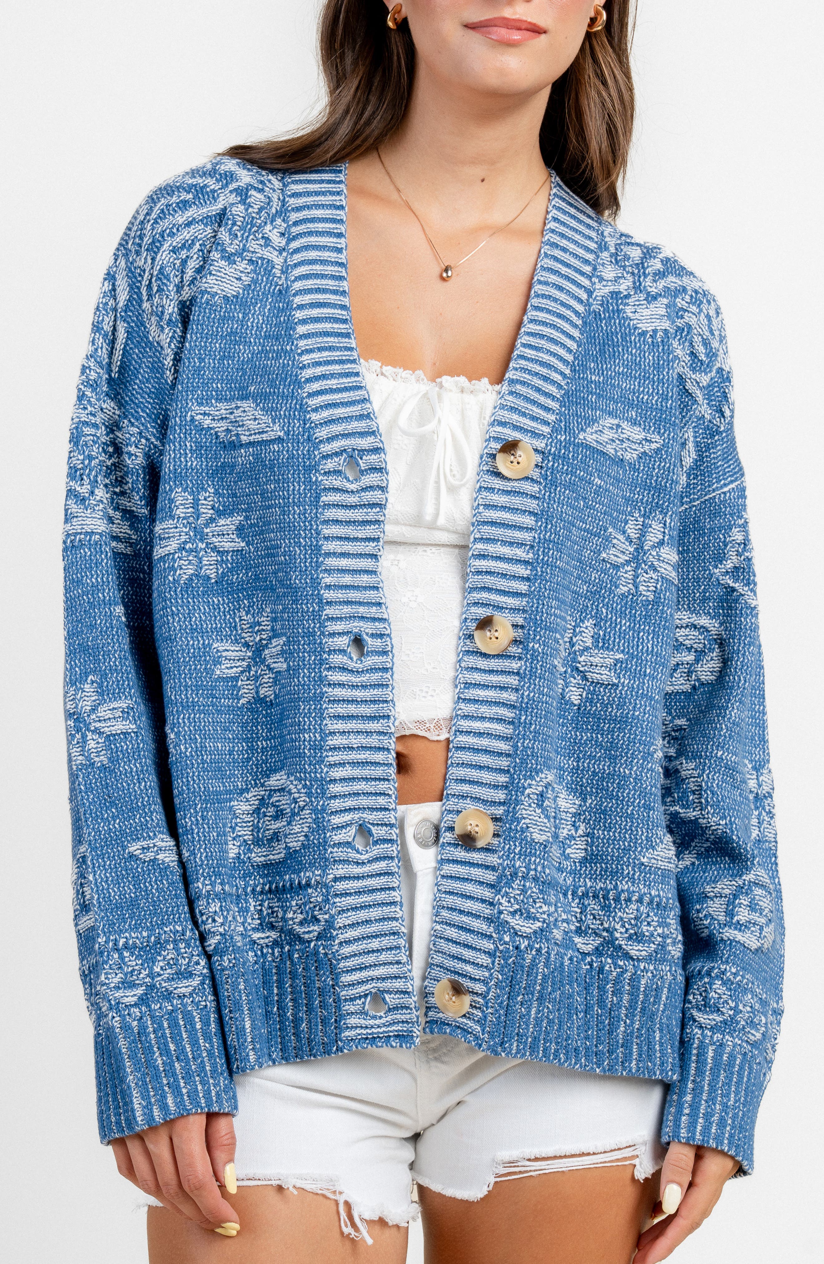 Beivy Pattern Button-Up Cardigan