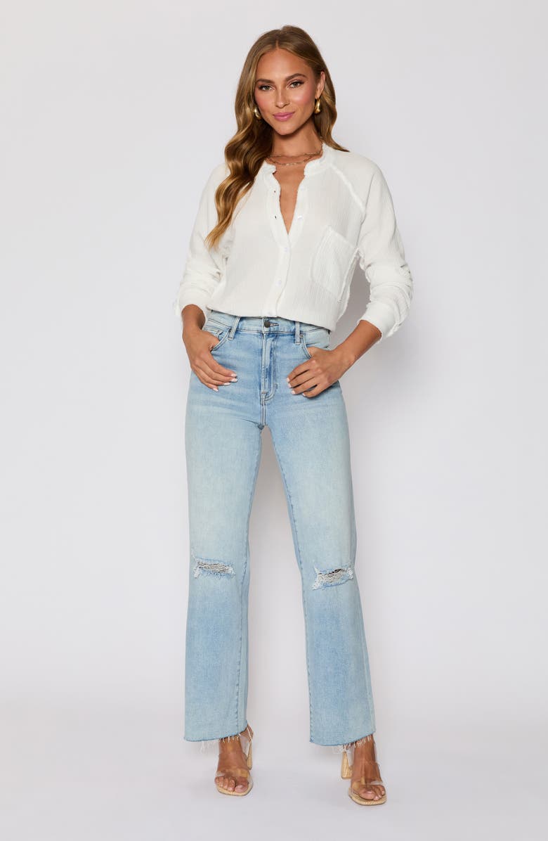 VICI Collection Chill Cotton Gauze Button-Up Shirt, Alternate, color, White