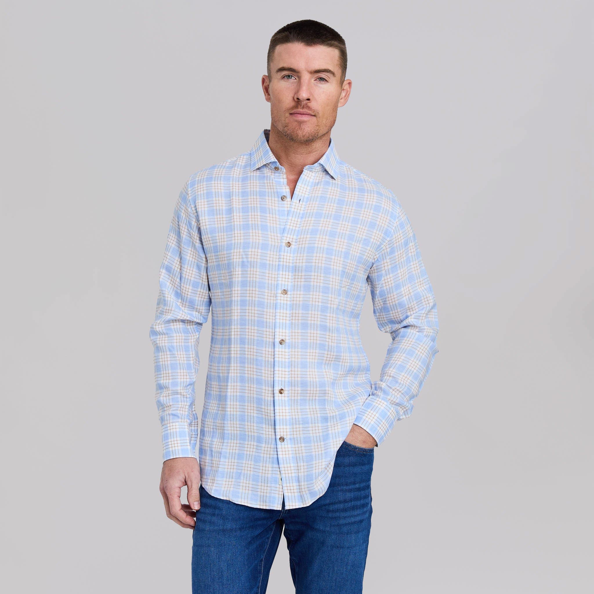 Blue/Tan Plaid