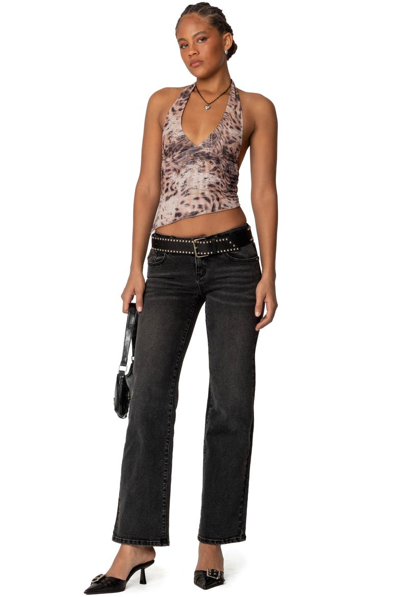 Leopard Print Asymmetric Mesh Halter Top, Alternate, color, LEOPARD