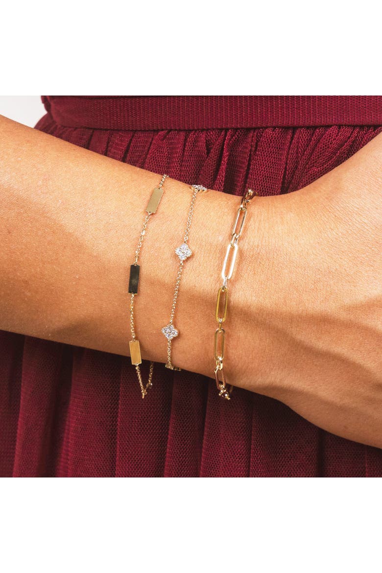 Round Link Paperclip Bracelet, Alternate, color, Yellow Gold