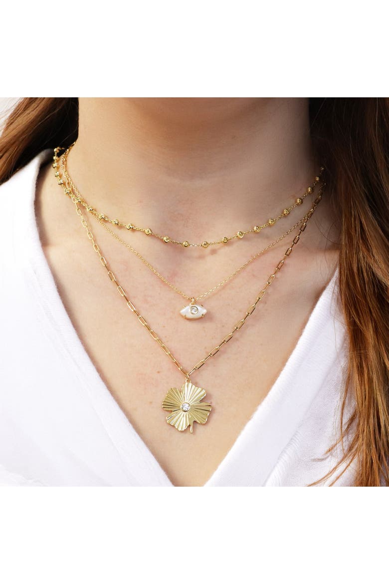 Moon Bead Link Necklace, Alternate, color, Gold-Plated Sterling Silver