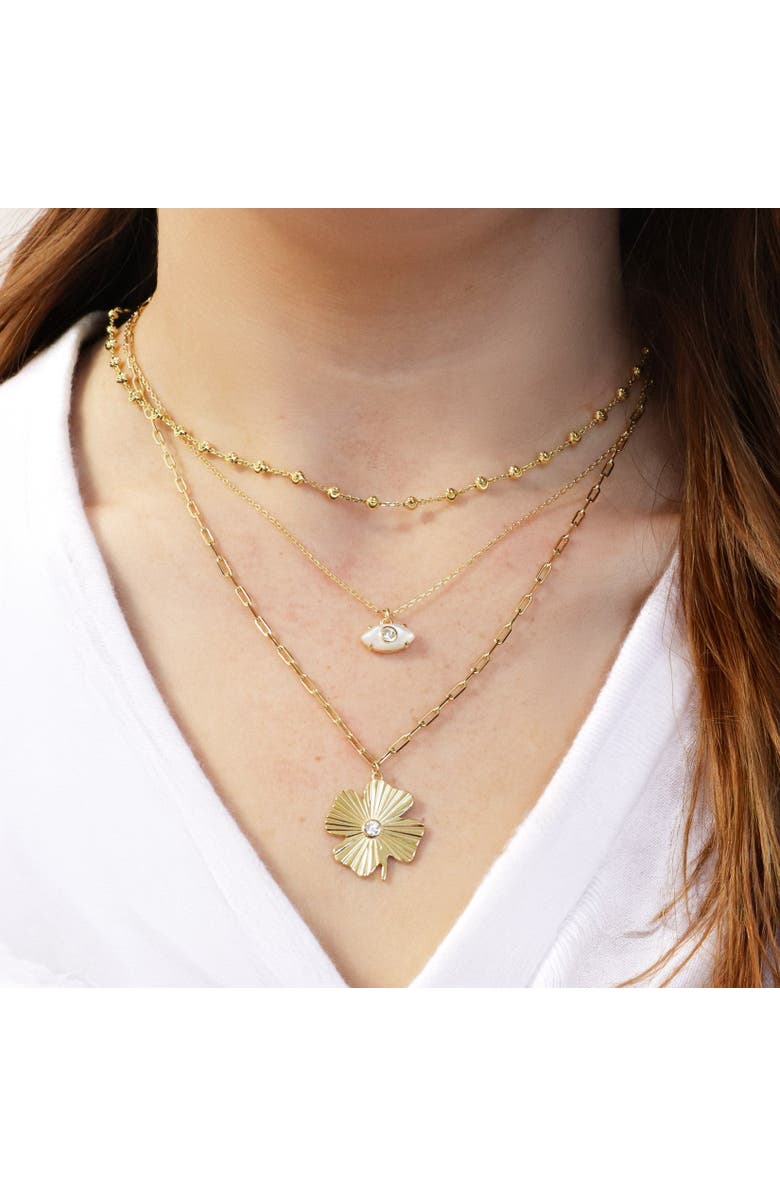 The Lovery Fine Jewelry Moon Bead Link Necklace, Alternate, color, Gold-Plated Sterling Silver