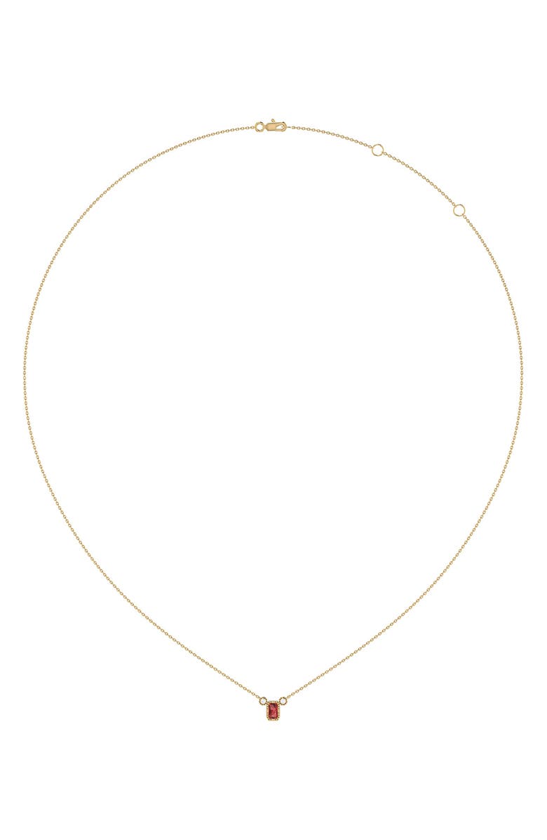 LuvMyJewelry La Vie Emerald Cut Garnet & Diamond Pendant Necklace - 0.04ct., Alternate, color, 14K Yellow Gold