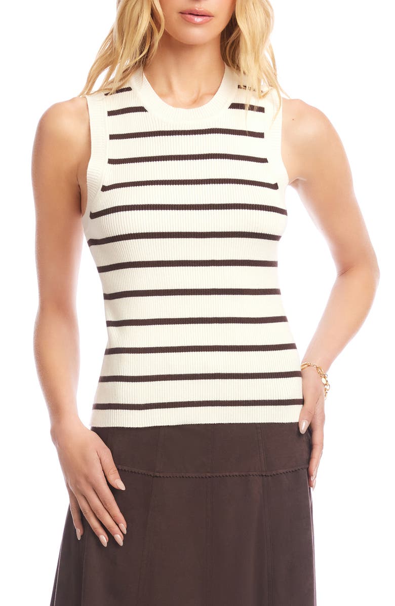 Karen Kane Stripe Rib Sweater Tank, Main, color, Cream