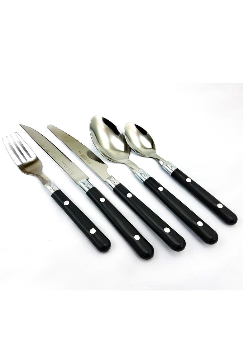 Casual Living 58 Piece Stainless Steel Flatware Set, Main, color, Black