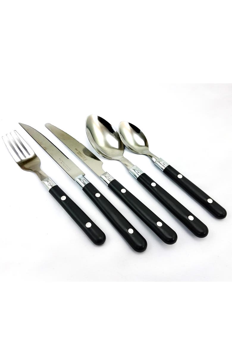 Gibson Home Casual Living 58 Piece Stainless Steel Flatware Set, Main, color, Black