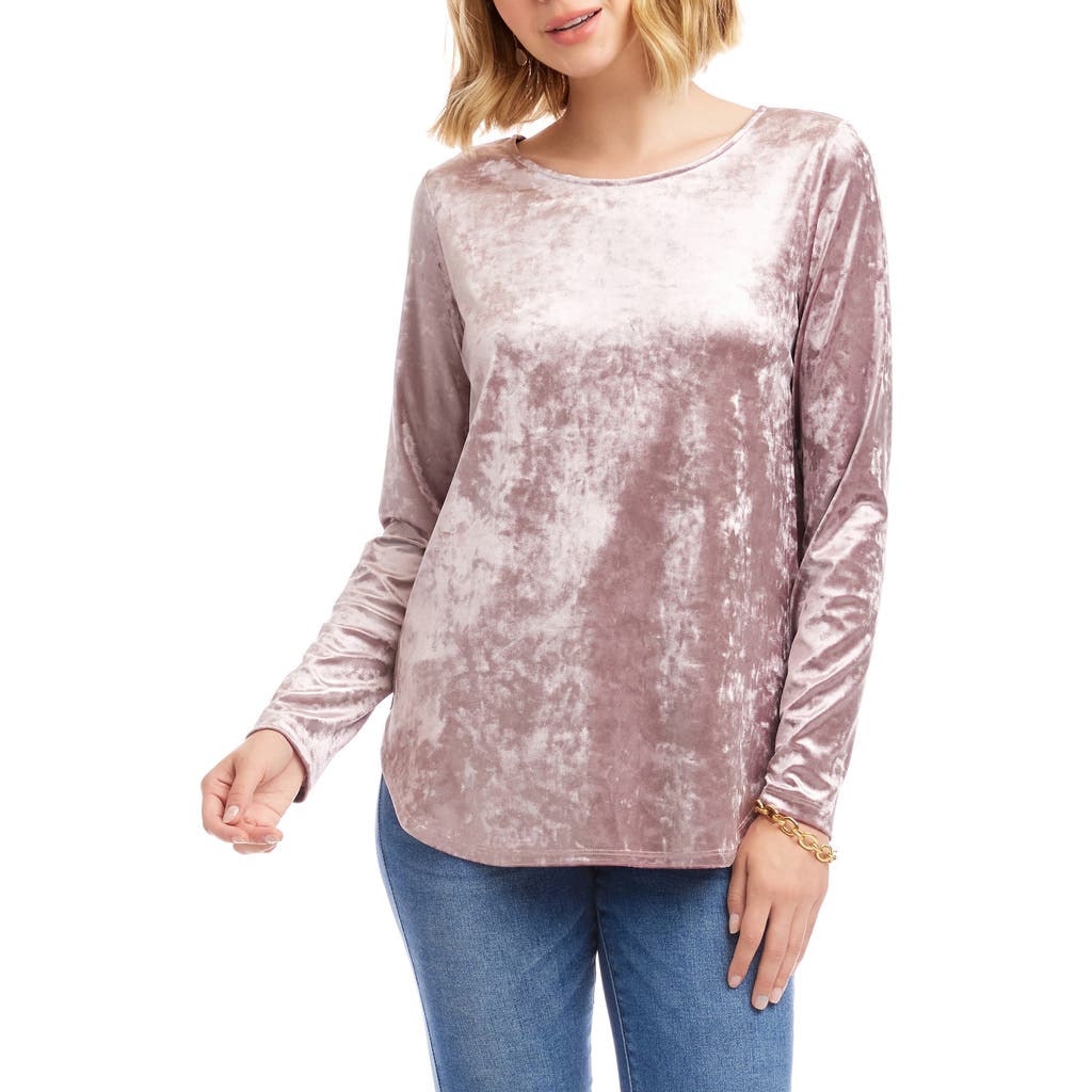 Karen Kane Crushed Velvet Top Shirttail Top In Pink