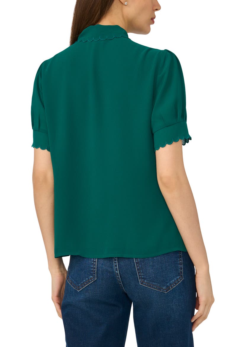 Scallop Trim Button-Up Shirt, Alternate, color, DEEP SPRUCE