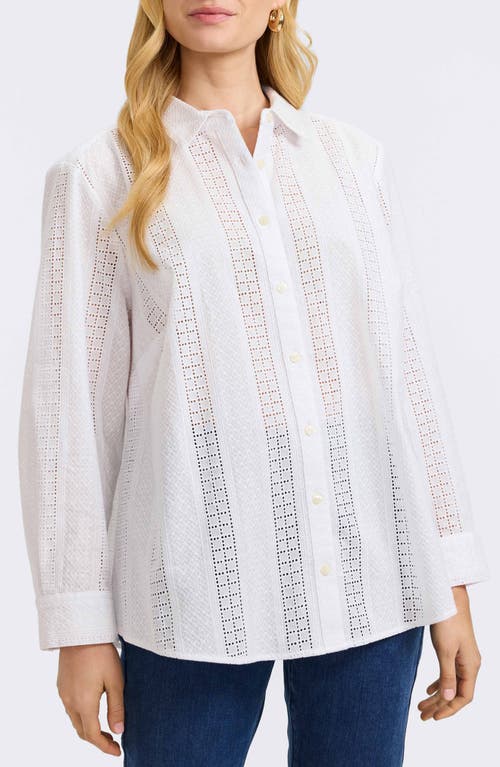 FOXCROFT FOXCROFT ZOEY MIXED STITCH BUTTON-UP SHIRT