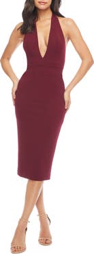Dress the Population Vanessa Halter Body-Con Midi Dress