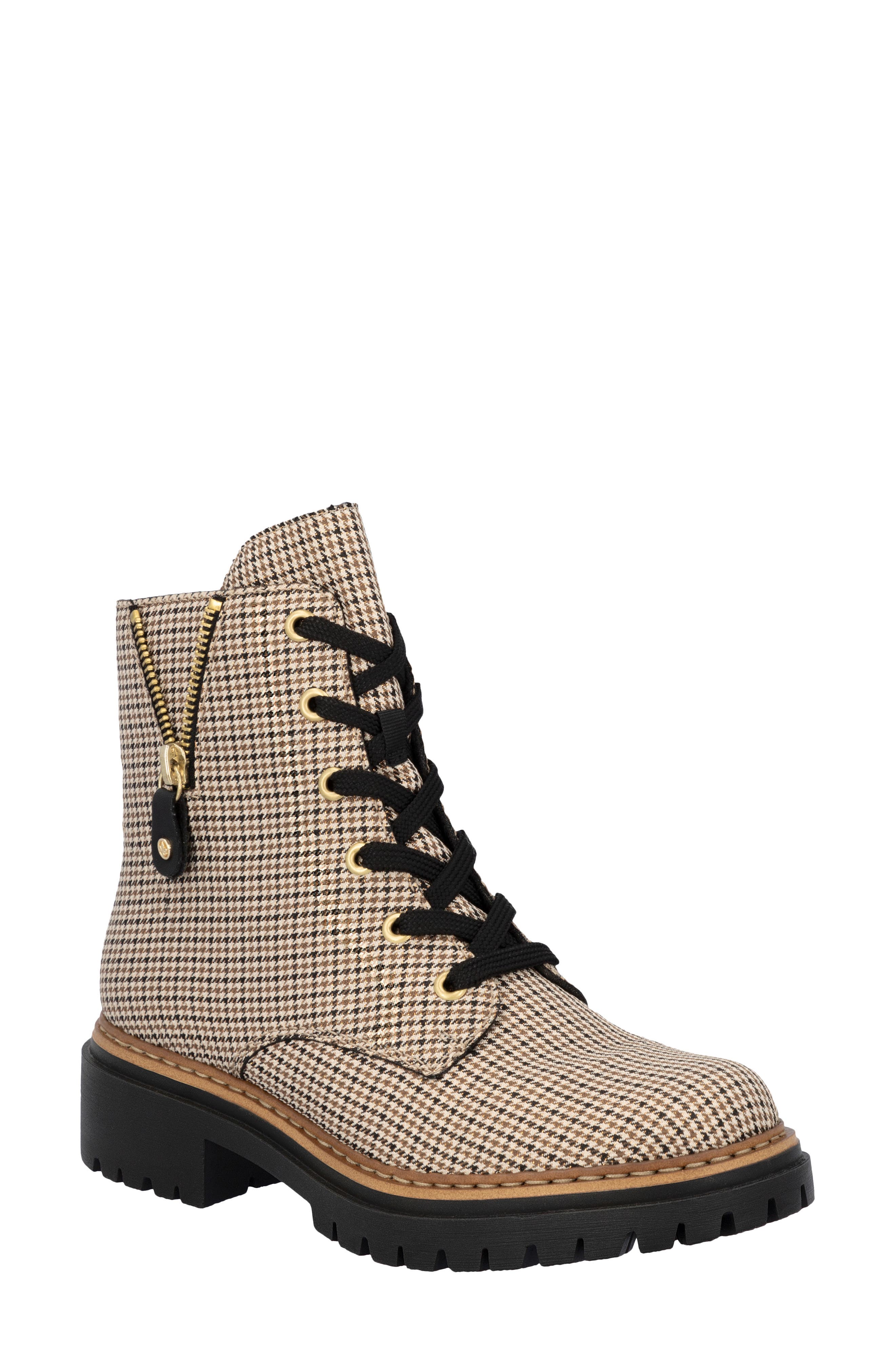 Rieker Pearl 17 Lace-Up Boot, Main, color, Beige-Schwarz/ Schwarz